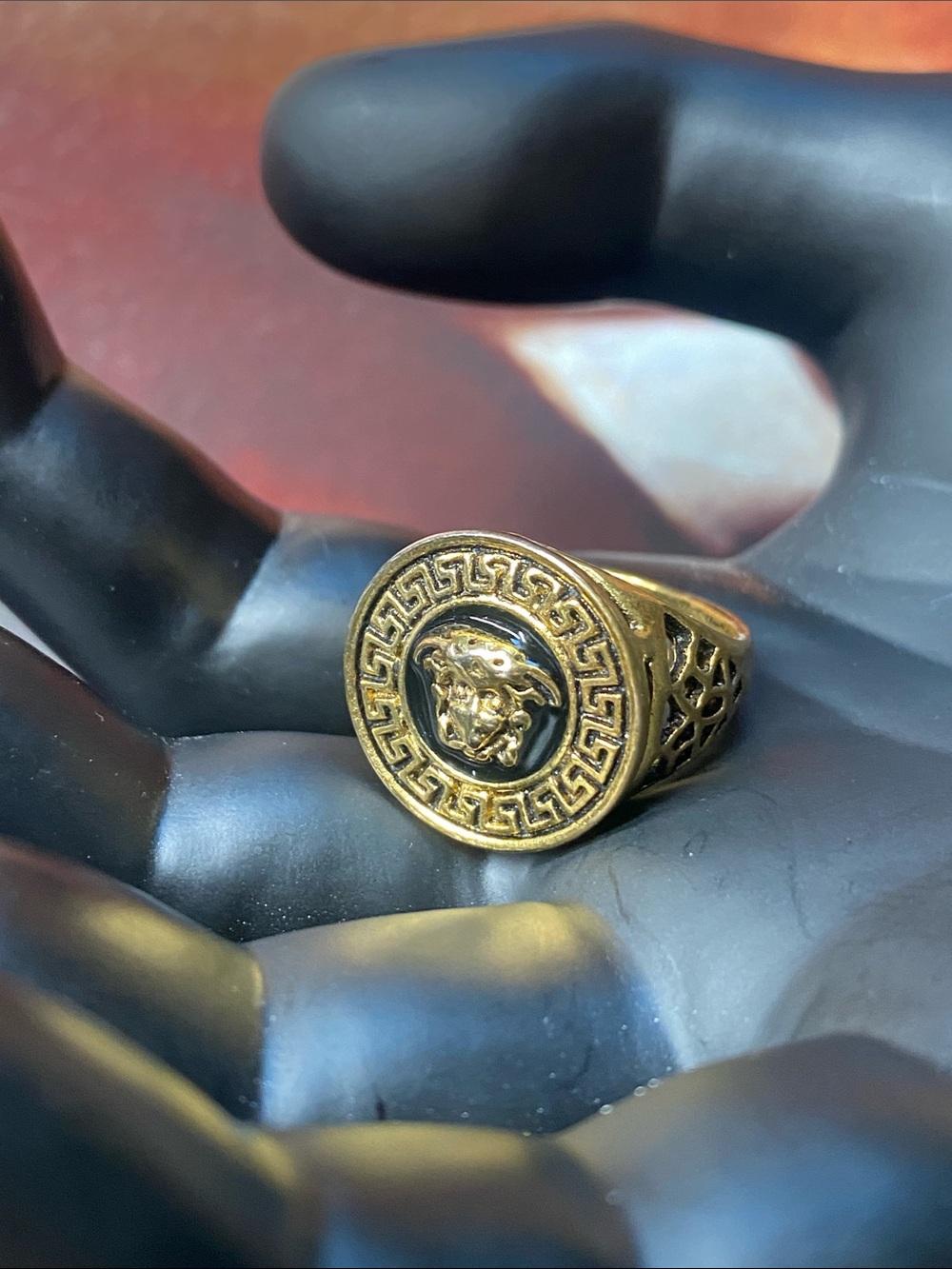 Vintage Medusa Men’s Ring Gold Tone Size 10.5